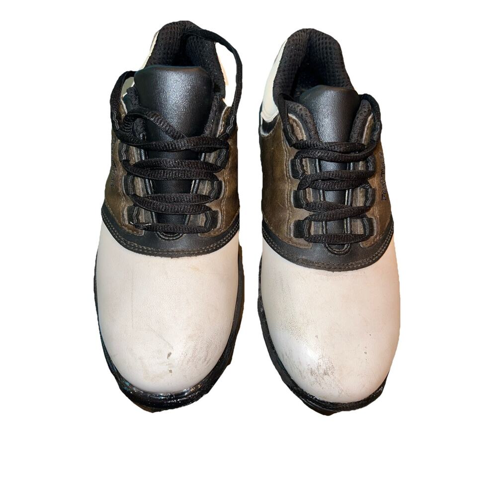 Footjoy Boys Greenjoys White Brown Lace Up Golf Cleats Shoes Size 4 M